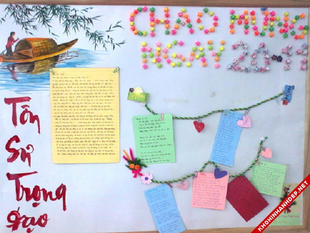 Chào mừng ngày nhà giáo Việt Nam 20/11 cùng mẫu báo tường với khẩu hiệu "Tôn sư trọng đạo"