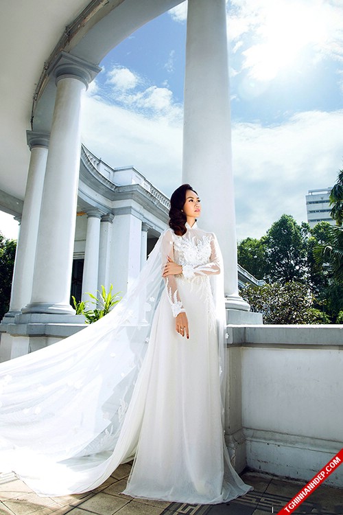 Gợi ý mẫu áo dài cưới đẹp cho cô dâu 2016